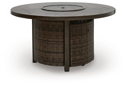 Monterey Point - Round Fire Pit Table - Dark Brown