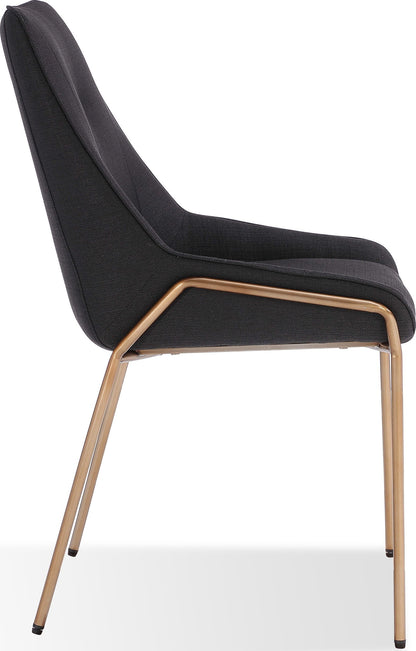 Sunrise - Cyrus Fabric Upholstered Dining Chair (Set of 2) - Coal And Brushed Bronze Metal