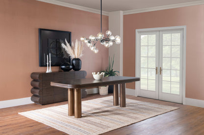 Mataranka - Rectangular Dining Table - Bistre And Brushed Golden Stainless Steel