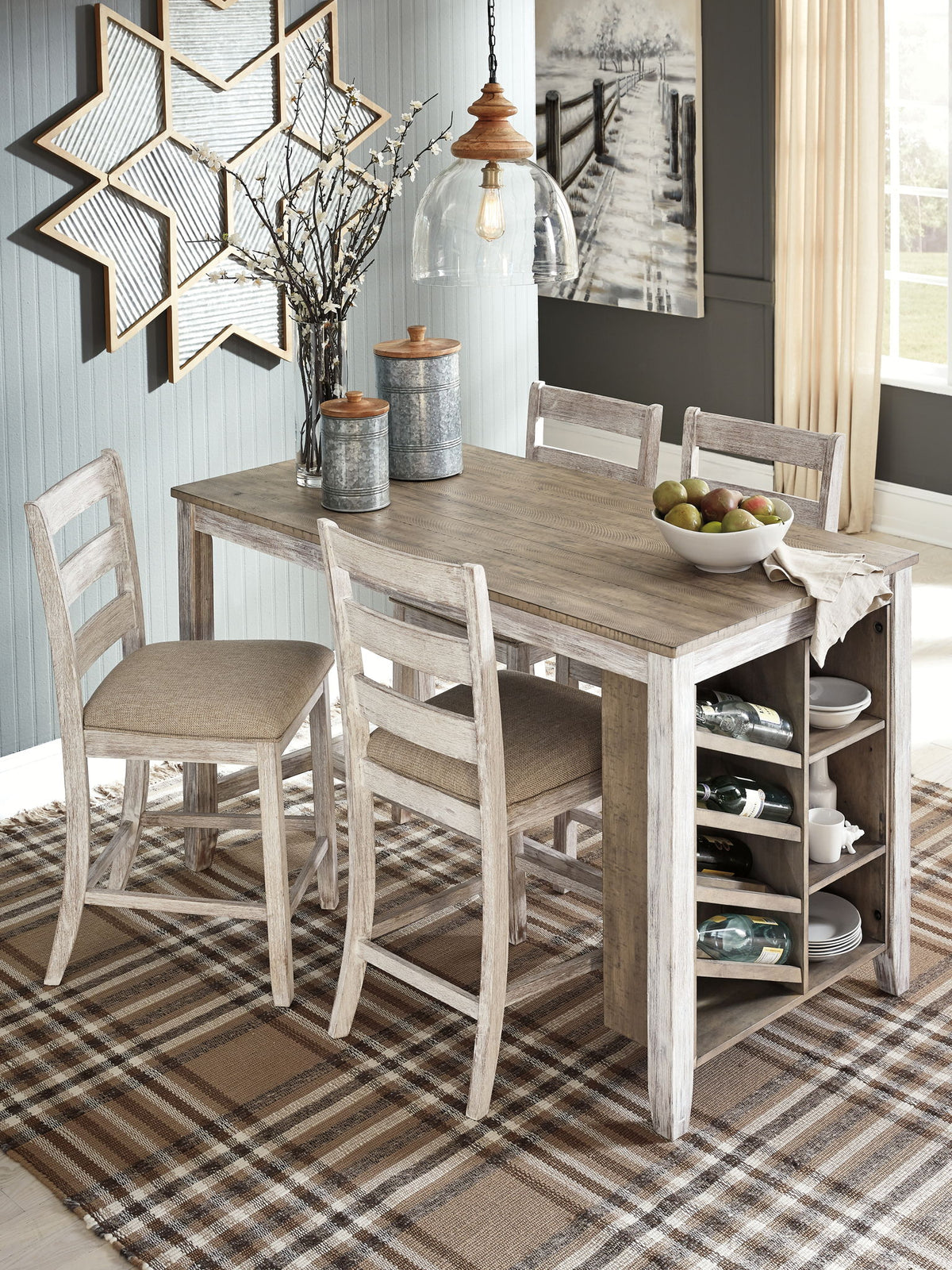 Skempton - Rectangular Counter Table With Storage - White