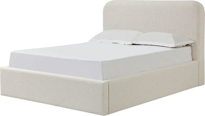 Virgil Off-White - Upholstered Platform Bed - Whipped Honey Linen