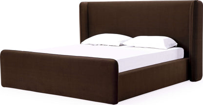 Formosa Bacall - Queen Velvet Upholstered Wingback Platform Bed - Cola