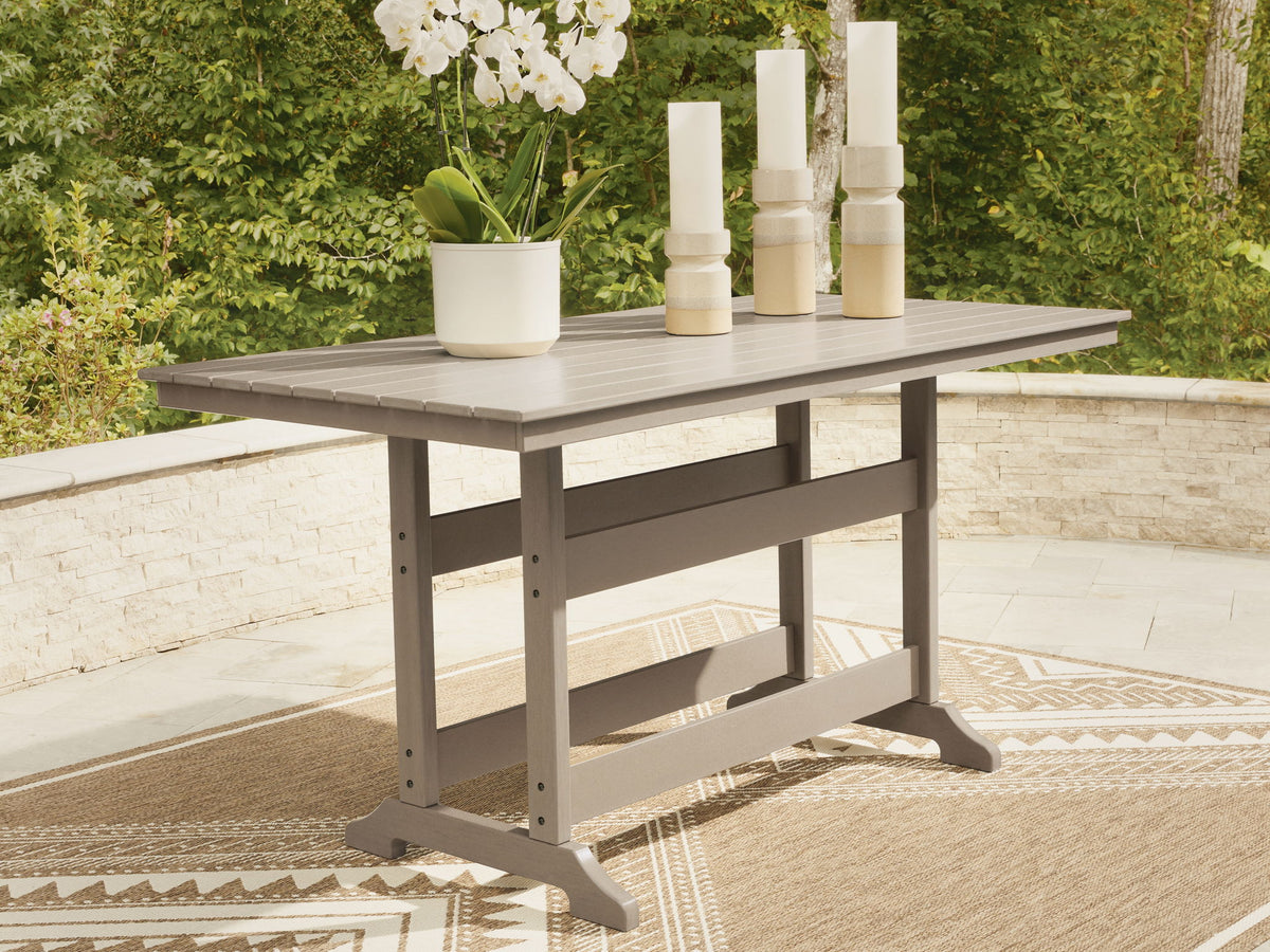 Seacliff Beach - Rectangular Counter Height Dining Table With Umbrella Option - Medium Brown