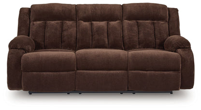 Free Wake - Reclining Power Sofa With Drop Down Table - Chocolate