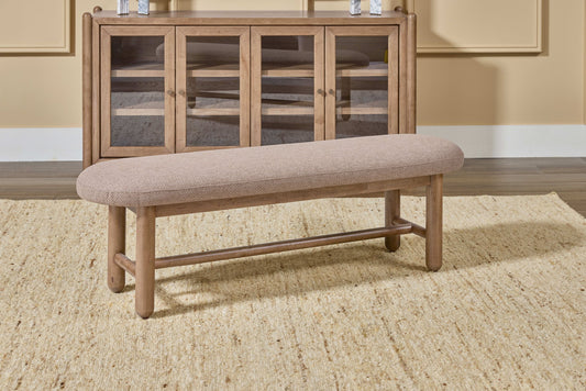 Astor - Oval Upholstered Bench - Wheat Bread / Claystone