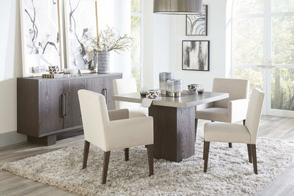 Oakland Brunette - Modesto Upholstered Arm Chair (Set of 2) - Abalone Linen And French Roast