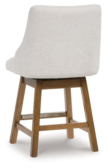 Cabalynn - Upholstered Swivel Barstool (Set of 2) - Oatmeal / Light Brown