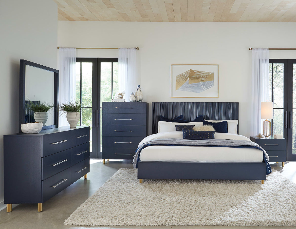 Argento - Six Drawer Dresser - Navy Blue And Burnished Brass (2024)