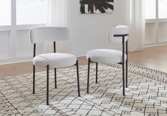 Aere - Boucle Upholstered Metal Leg Dining Chair (Set of 2) - Ivory And Black