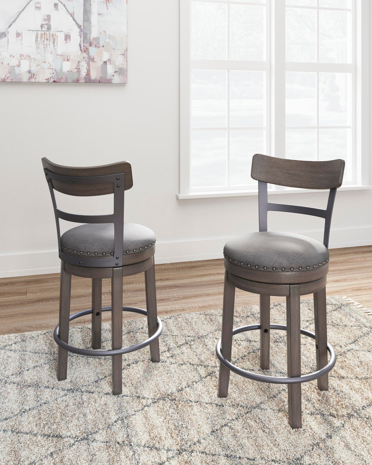 Caitbrook - UPH Swivel Barstool - Gray
