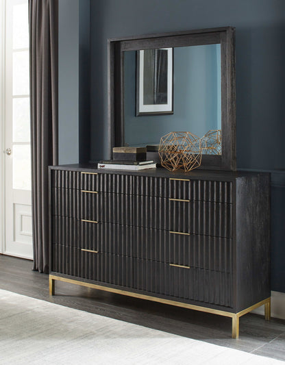 Kentfield - Solid Wood Eight Drawer Dresser - Black Drifted Oak (2024)