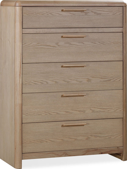 Furano - Five Drawer Ash Wood Chest - Ginger