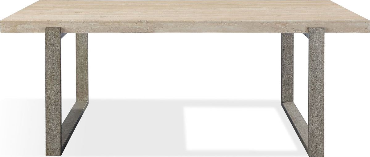 Ariela - Natural Travertine Table With Bronze Metal Base