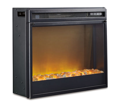 Entertainment Accessories - Fireplace Insert Glass/Stone - Black
