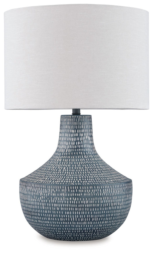 Schylarmont - Metal Table Lamp - Antique Gray / White