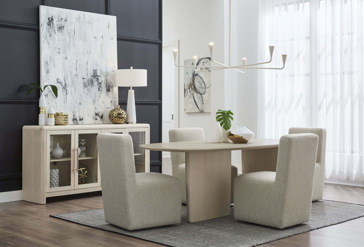 Liv - Ash Wood Oval Dining Table - White Sand