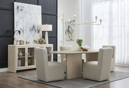 Liv - Ash Wood Oval Dining Table - White Sand