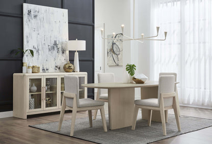 Liv - Ash Wood Oval Dining Table - White Sand