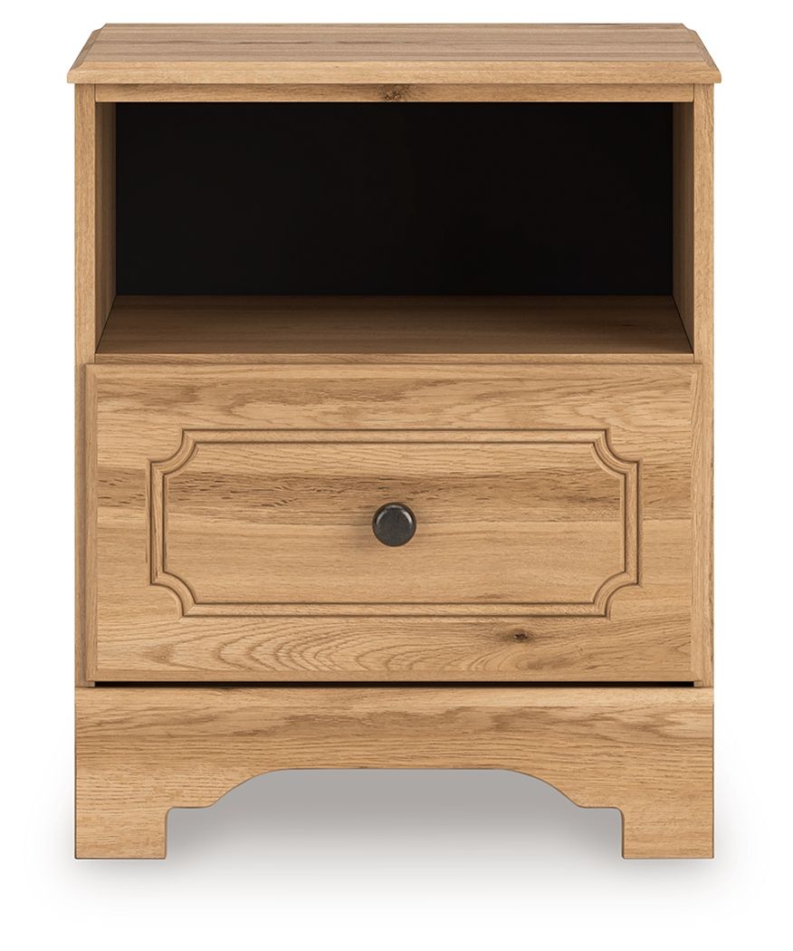 Aleaport - One Drawer Night Stand - Warm Brown