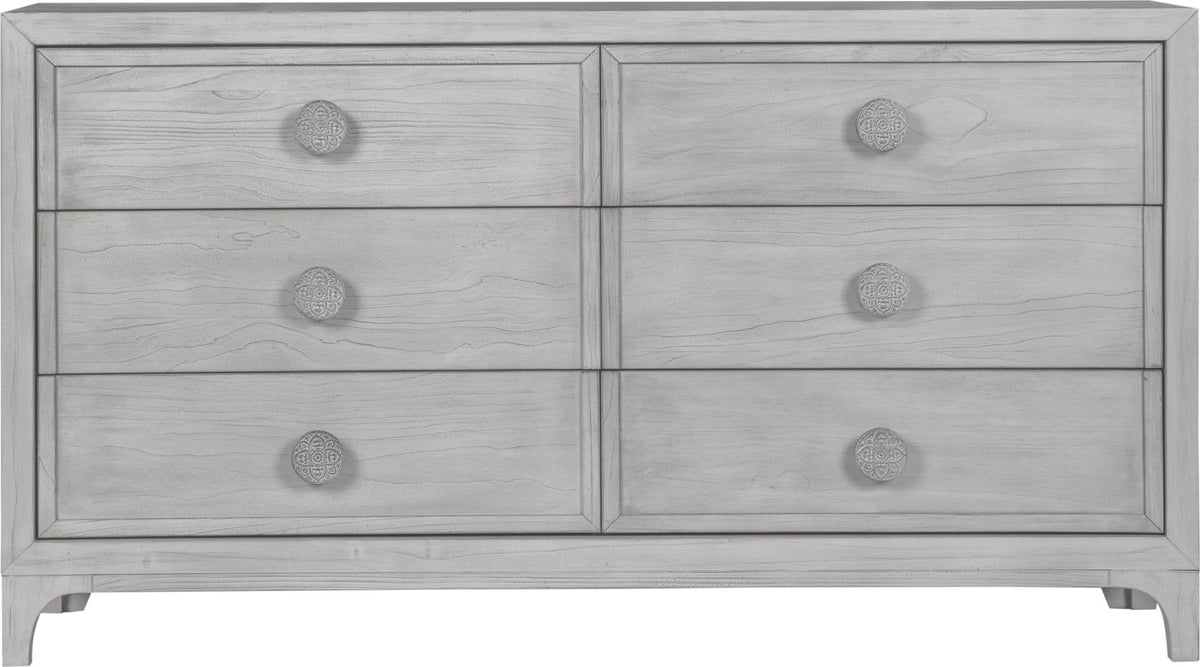 Boho Chic - Six-Drawer Dresser - Washed White (2024)