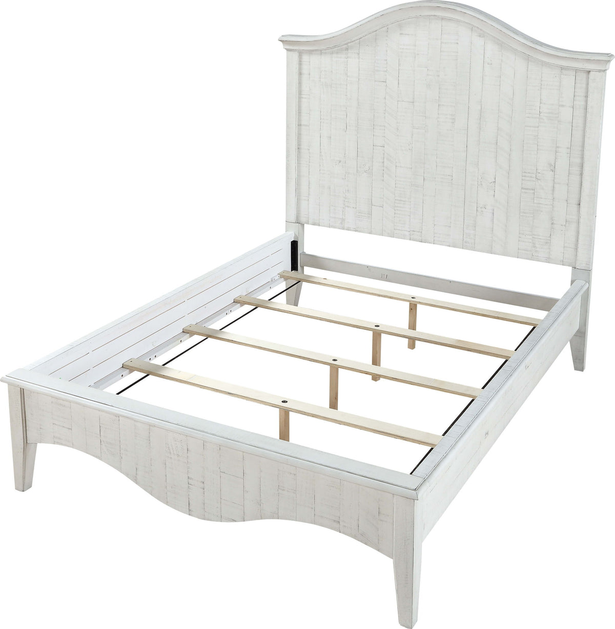 Ella - Solid California King Wood Crown Bed - White Wash