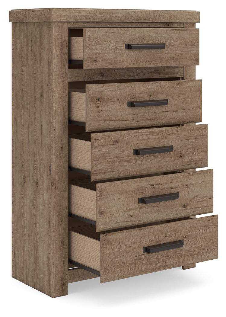 Oliandon - Five Drawer Chest - Light Brown