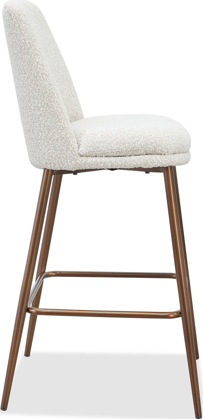 Crossroads 2.0 - Wyatt Upholstered Bar Stool (Set of 2) - Ricotta Boucle And Bronze Metal