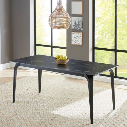 Nicoya - Stone Top And Metal Base Rectangular Dining Table