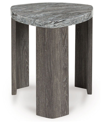 Surmour - Triangle End Table - Gray / Brown