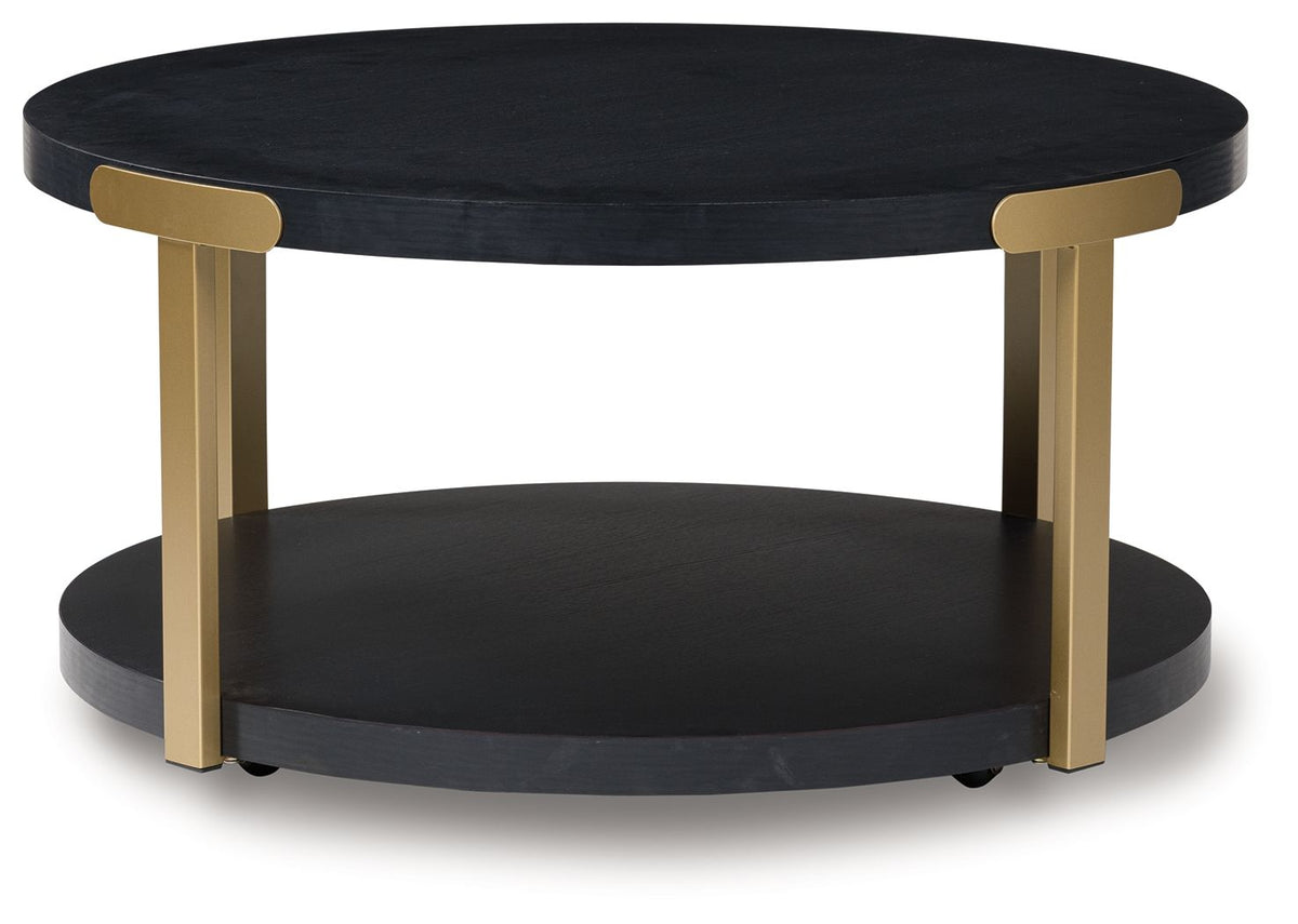 Shylore - Occasional Table Set (Set of 3) - Black / Brass Finish