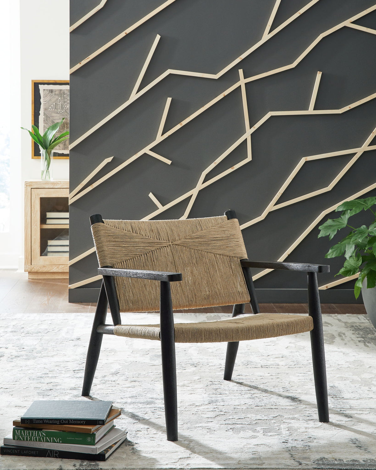 Halfmore - Accent Chair - Black / Natural