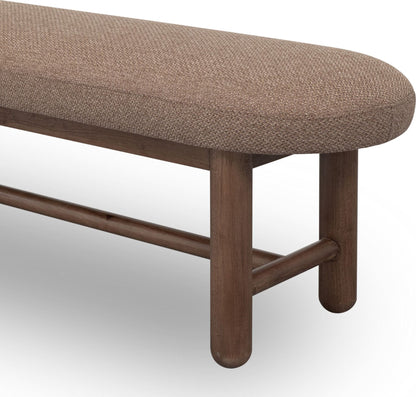 Astor - Oval Upholstered Bench - Wheat Bread / Claystone