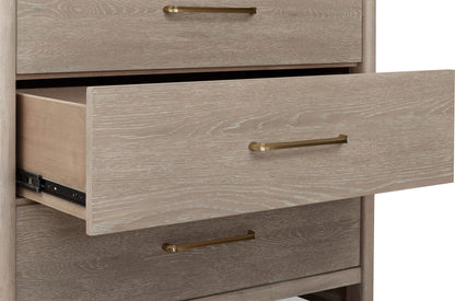 Gardenia - Five Drawer Oak Wood Chest - Chai