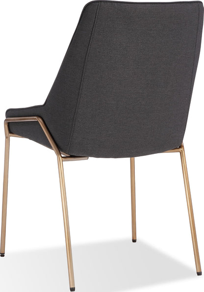 Sunrise - Cyrus Fabric Upholstered Dining Chair (Set of 2) - Coal And Brushed Bronze Metal