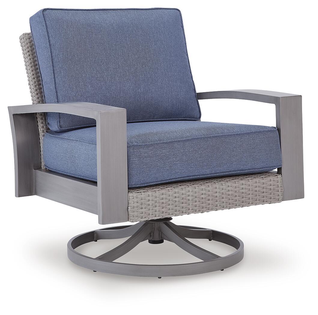 Half Moon Beach - Swivel Lounge With Cushion - Blue / Gray