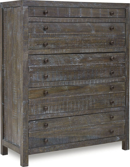 Townsend - Solid Wood Five Drawer Chest - Gunmetal (2024)
