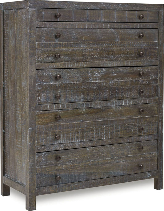 Townsend - Solid Wood Five Drawer Chest - Gunmetal (2024)