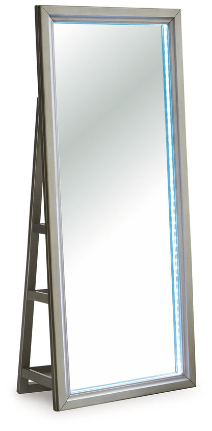 Evesen - Floor Standing Mirror With Storage - Champagne