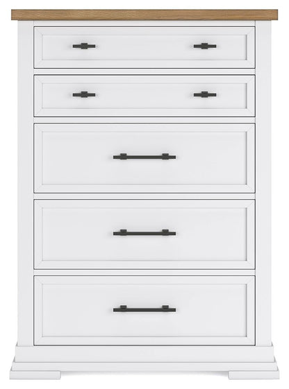 Ashbryn - Five Drawer Chest - White / Natural