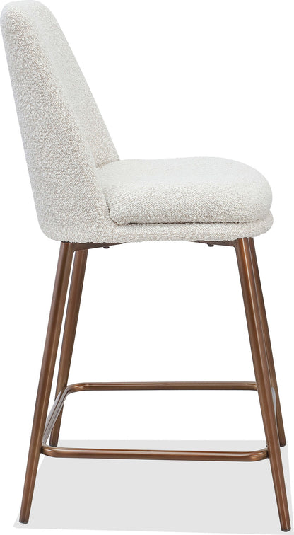 Crossroads 2.0 - Wyatt Upholstered Counter Stool (Set of 2) - Ricotta Boucle And Bronze Metal