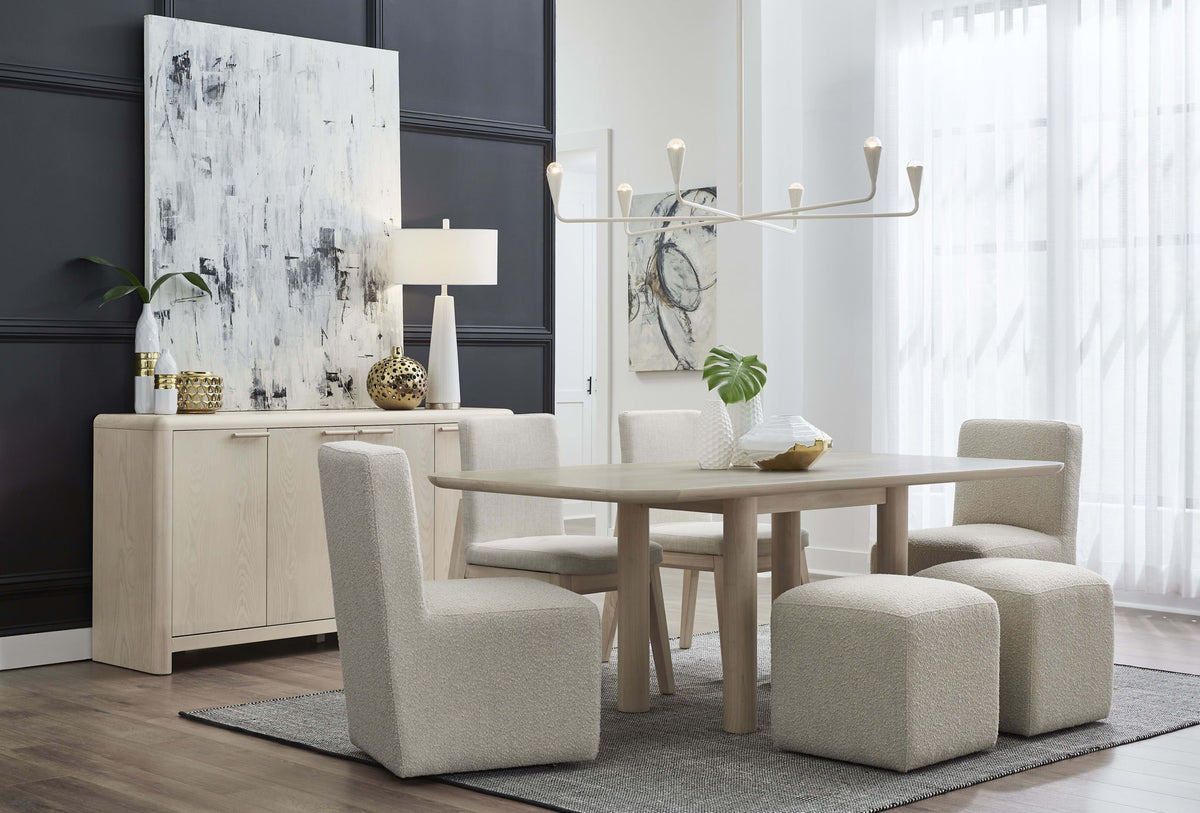 Liv - Ash Wood Rectangular Dining Table - White Sand