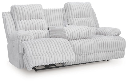 Rhines Falls - Reclining Power Sofa With Drop Down Table - Alloy