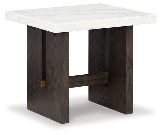 Burkhaus - Rectangular End Table - White / Dark Brown
