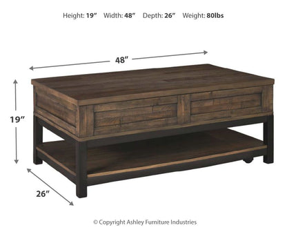 Johurst - LIFT TOP COCKTAIL TABLE - Grayish Brown