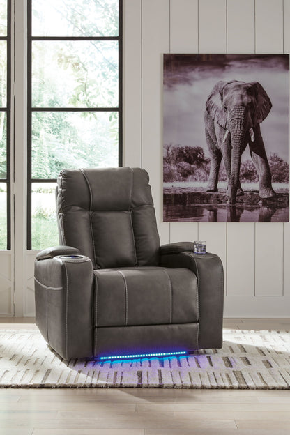 Feazada - Power Recliner With Adj Headrest - Shadow