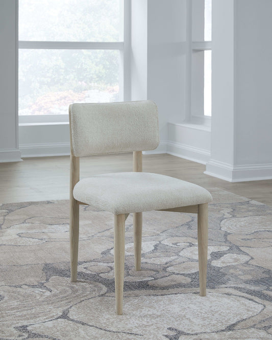 Zinnia - Wood Back Dining Chair (Set of 2) - White Sand And Dune Chenille