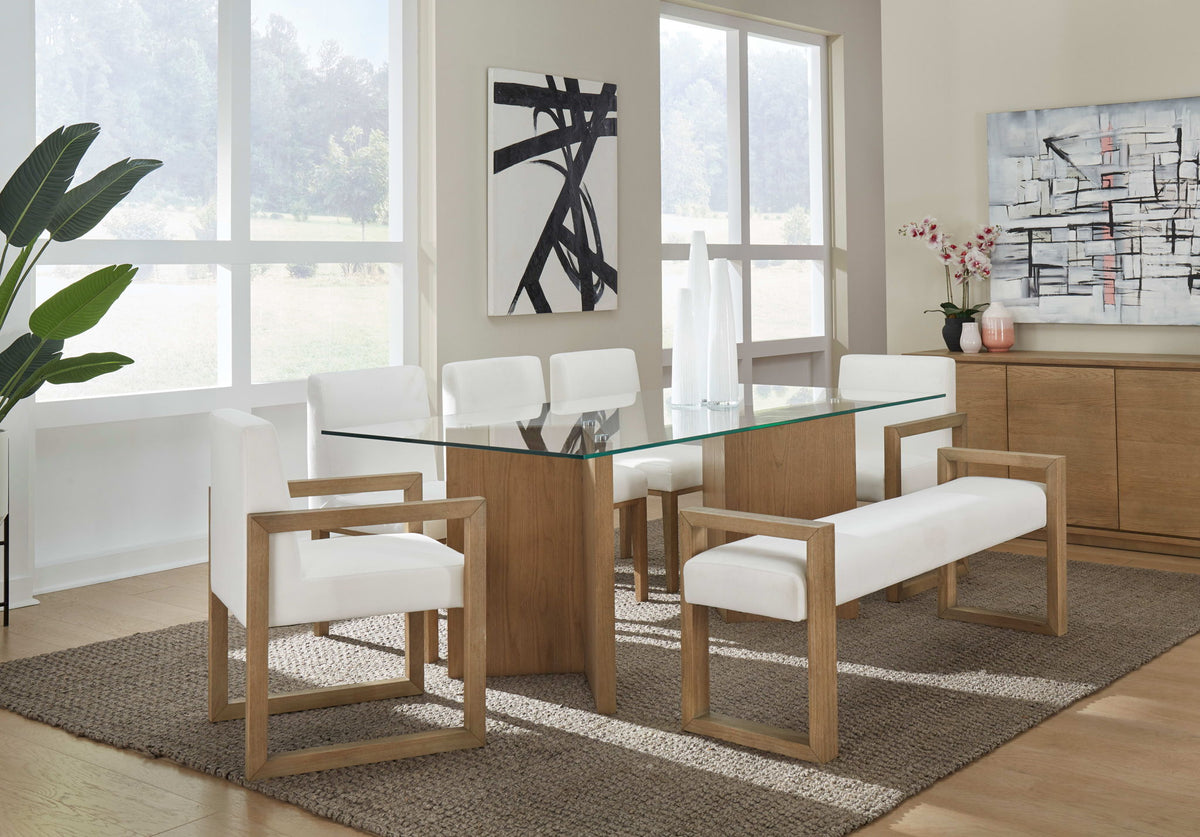One - Modern Coastal Upholstered Dining Side Chair (Set of 2) - White Pearl And Bisque