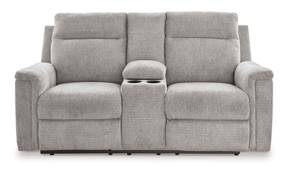 Barnsana - Dbl Power Reclining Loveseat with Console - Ash
