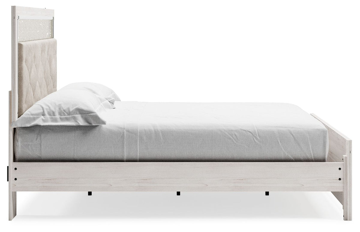 Altyra - King Panel Bed With Upholstered Headboard - White