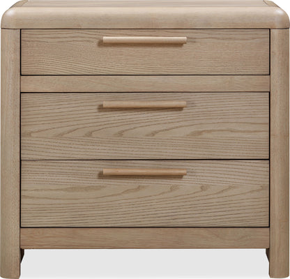 Furano - Three Drawer Ash Wood Nightstand - Ginger